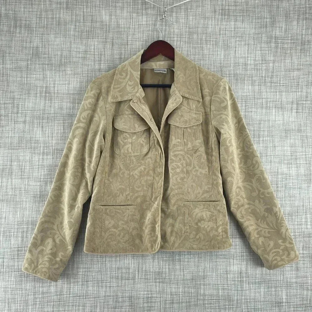 Chico's Beige Floral Jacquard Jacket